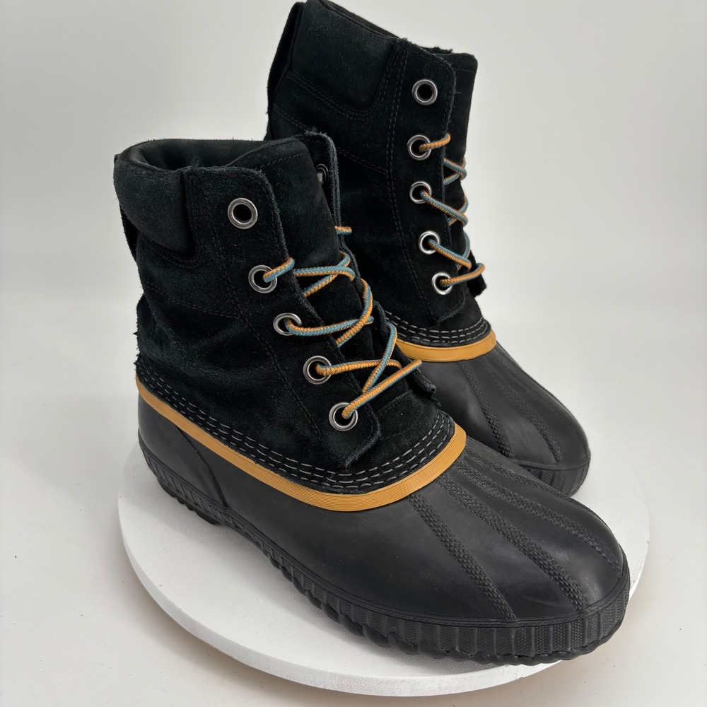 Sorel Cheyanne Metro Duck Boots Womens 6 Black Suede Waterproof NY2673-010